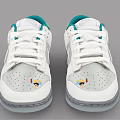 Stylish White Casual Sneakers With Teal Tongue Gray Swoosh Colorful Graphics And Translucent Sole