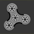 Silver Metallic Fidget Spinner With Three Blades And Bearings Design
