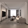 Modern Minimalist Living Dining Room Interior Design With Sofa Coffee Table Floor Lamp And Rug