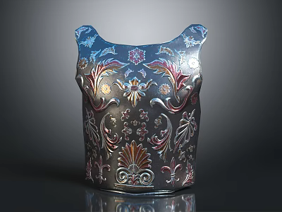 Gorgeous Decorative Vessel with Intricate Floral Patterns and Colorful Ornaments 3d model