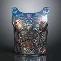 Gorgeous Decorative Vessel with Intricate Floral Patterns and Colorful Ornaments