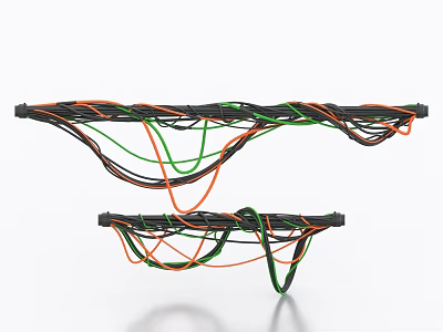 Heavy Duty Industrial Equipment Cable Harness With Colored Wires And Metal Frame 3d model