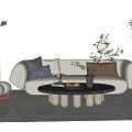 Modern sofa coffee table combination 3d model