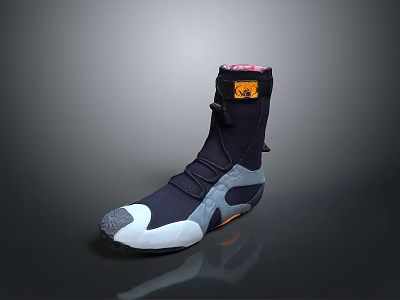 Functional Outdoor Shoes in Dark Blue and Gray with Laces Brand Logo and Non Slip Sole 3d model