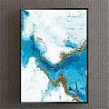 Abstract Painting Featuring Blue White Gold Dynamic Fluid Artistic Patterns 3d model