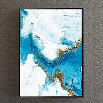 Modern abstract painting simple blue living room abstract decorative painting 3d model