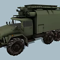 Army Green Military Truck with Multiple Wheels and Heavy Duty Cargo Gear