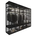 Modern Wardrobe With Glass Doors Open Shelves Clothing Shoes Bags And Storage Compartments