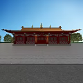 Traditional Ancient Architecture With Red Structure Golden Roof And Confucius Temple Plaque