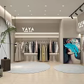 YAYA Company Public Office Space With Clothing Rack Green Plant Round Rug And Decorative Painting