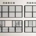 Modern Sliding Windows Design Featuring Four Panel And Two Panel Options 3d model