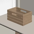 Slatted Wooden Storage Basket With Handles For Home Organization On White Table