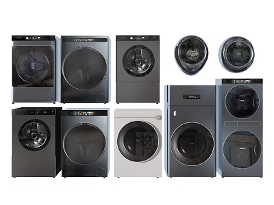 Modern Front Load Washing Machines in Various Colors and Contemporary Designs 3d model