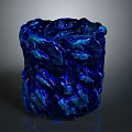 Shiny Blue Decorative Cylinder With Unique Textured Wavy Surface Design
