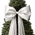 Decorative Christmas Tree With Large White Bow And Green Festive Branches 3d model