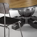 Modern Wooden Oval Dining Table With Metal Frame Chairs And Sturdy Pedestal Base