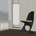 Modern Leisure Chair With Sleek Design In Minimalist Interior With Window Blinds And Hanging Lamp