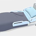 Medical Hospital Bed With Blue Mattress Gray Frame Side Rails And Mobile Wheels