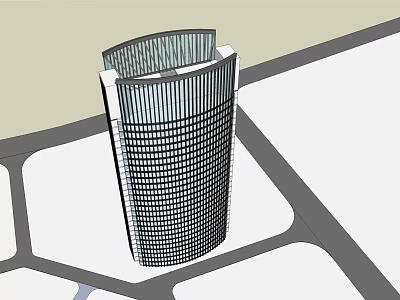 Modern High Rise Office Building With Grid Windows And Unique Urban Design 3d model