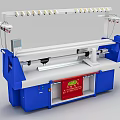Industrial Blue And White Knitting Machine With Multiple Needles And Red Panel 3d model