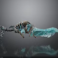 Mythical Skeleton Sword With Blue Glowing Blade And Intricate Bone Design