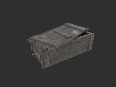 Rustic Wooden Storage Locker With Open Lid And Wooden Planks Design 3d model