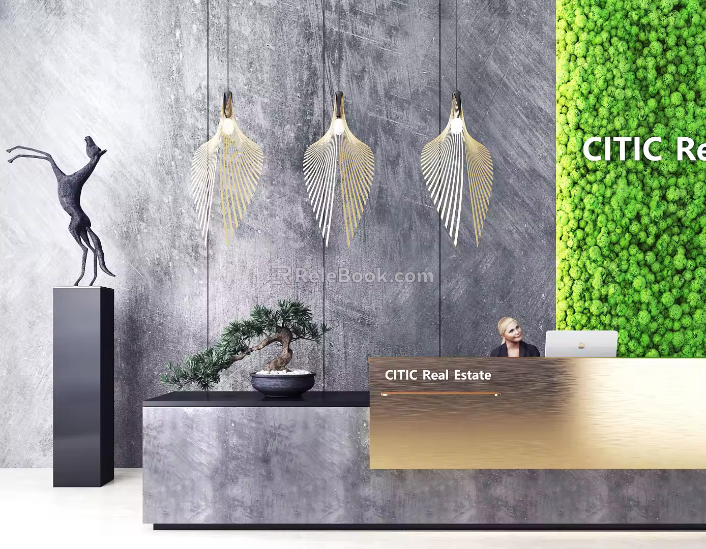 Modern reception desk lobby bar front desk sales office front desk hotel front desk 3d model