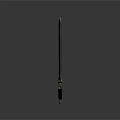 Ancient Style Decorative Sword With Carved Metal Blade And Green Gemstone Hilt