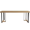 Modern Wooden Dining Table With Simple Metal Legs And Rectangular Top Design 3d model