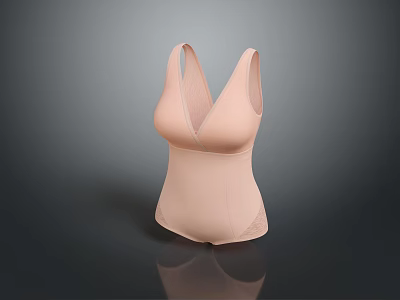 Nude V Neck Slimming Bodysuit With Lace Trim For Comfortable Everyday Wear 3d model