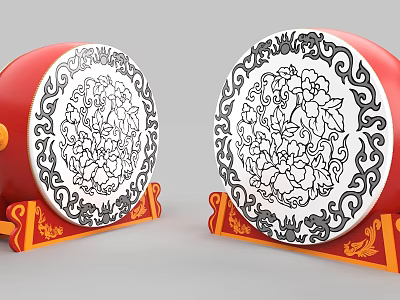 Chinese Drum Drum Drum Drum Dragon and Phoenix Drum Chinese Drum Drum Drum Drum Lamp 3d model