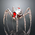 Detailed Mechanical Spider Design With Silver Legs And Red Glowing Eyes