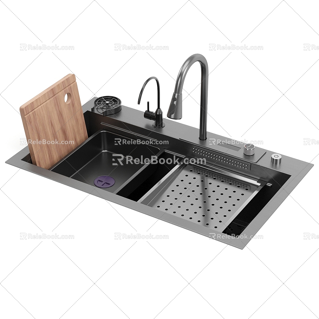 Modern dish washing basin 3d model