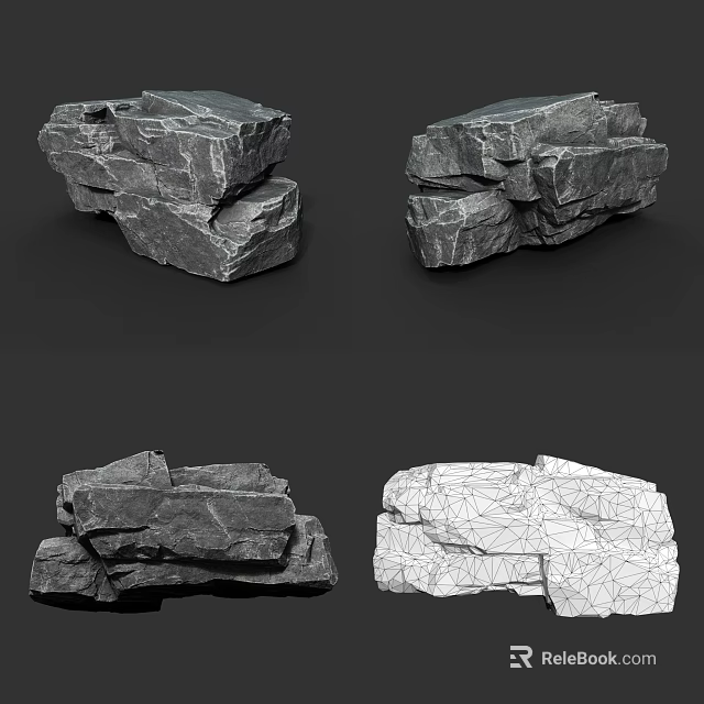 Solid And Wireframe Stone Models For 3D Design And Architectural Projects 3d model 