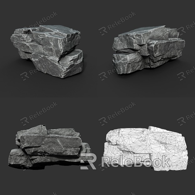 Rock Block Stone Stone Granite Obsidian Natural Landscape model