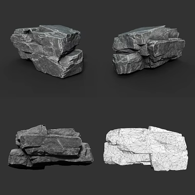 Solid And Wireframe Stone Models For 3D Design And Architectural Projects 3d model