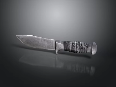 Rustic Handcrafted Knife With Sharp Metal Blade And Textured Wooden Handle 3d model