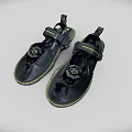 Black Sandals with Yellow Accents Adjustable Straps Sporty Design Comfortable Fit