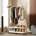 Modern Clothes Rack with Hanging Shirts Coats and Handbag and Storage Basket for Organized Space