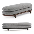 Modern Upholstered Stool With Gray Fabric Seat And Wooden Legs Design