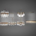 Tech Exhibition Hall Featuring Various Modern Crystal Chandeliers With Metal Frames 3d model