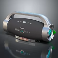 Beastbox Portable Bluetooth Speaker with Silver Handle Black Body Bear Logo Green Indicator Wireless Audio