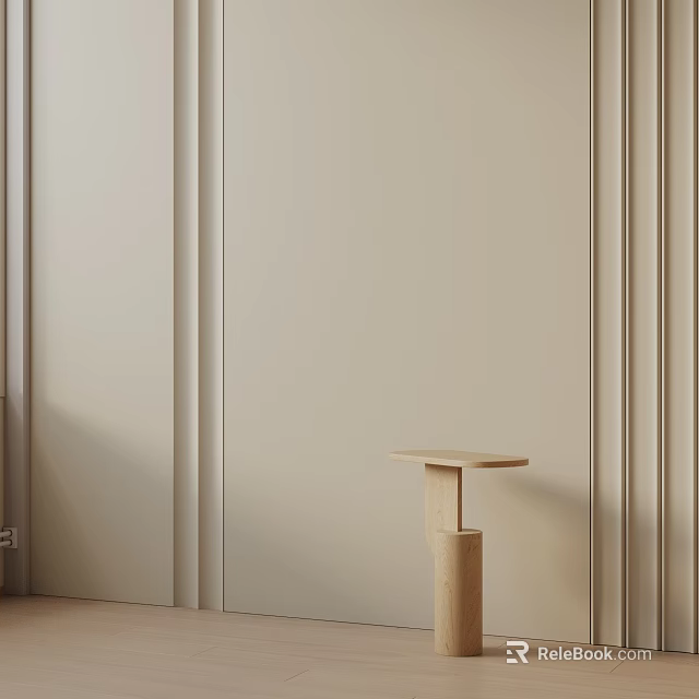Modern Wooden Side Table In Minimalist Interior With Light Wall And Sleek Design 3d model 