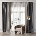 Elegant Dark Gray Curtains With Sheer Panels And Natural Light In Modern Living Room
