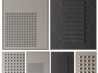 Modern Decorative Panels With Perforated Striped And Circular Textured Designs 3d model