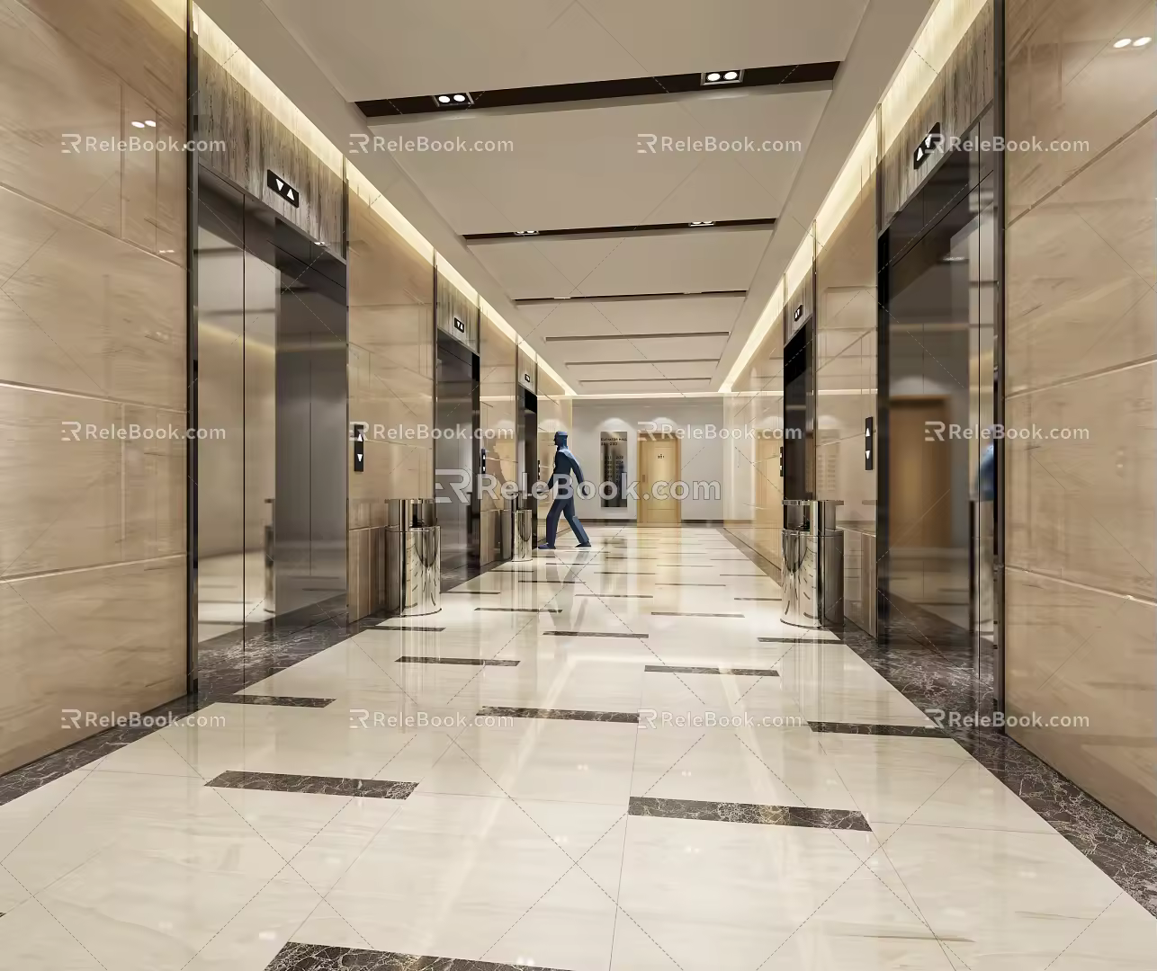 modern elevator hall 3d model