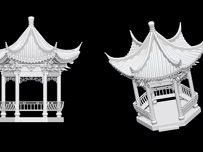 Traditional Chinese Pavilion 3D Models With Ornate Architectural Structure Details 3d model