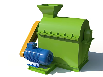 Heavy Duty Industrial Processing Equipment with Green Body Blue Motor Orange Conveyor and Feeding Hopper 3d model