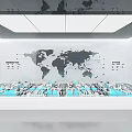 Modern Exhibition Hall Display Featuring World Map City Model And Ecology Design 3d model