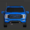 Blue Ford Pickup Truck With Shiny Exterior And Double Cab Design